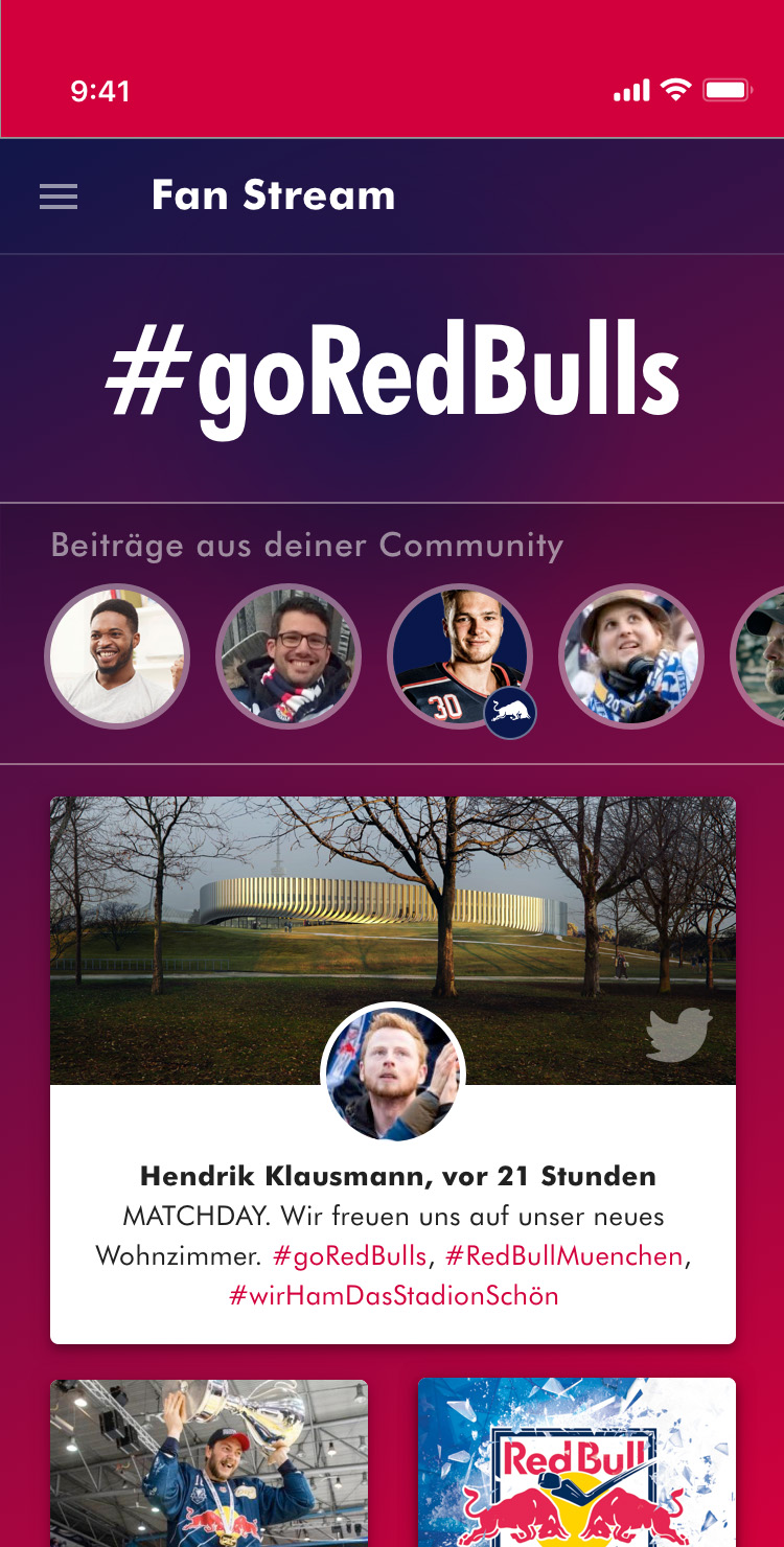EHC Red Bull München - App Screen Fanstream