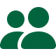 Drei stilisierte Personen symbolisieren ein Team in einfachen grünen Linien.