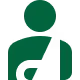 Grünes Symbol mit einem stilisierten Patienten und einem Herz im Hintergrund.