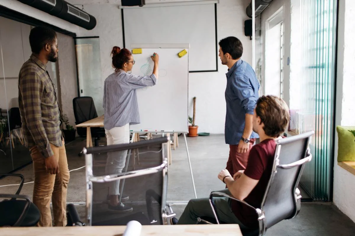 groupe d'entrepreneurs travaillant sur un business plan pour monter un business