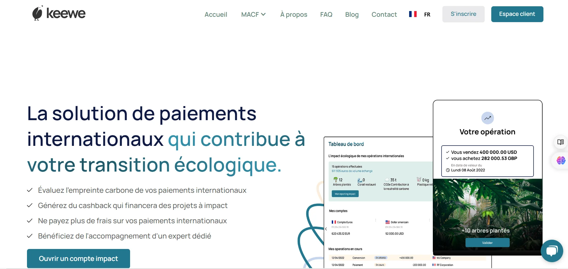 Page d'accueil du site internet de la startup française Keewe.