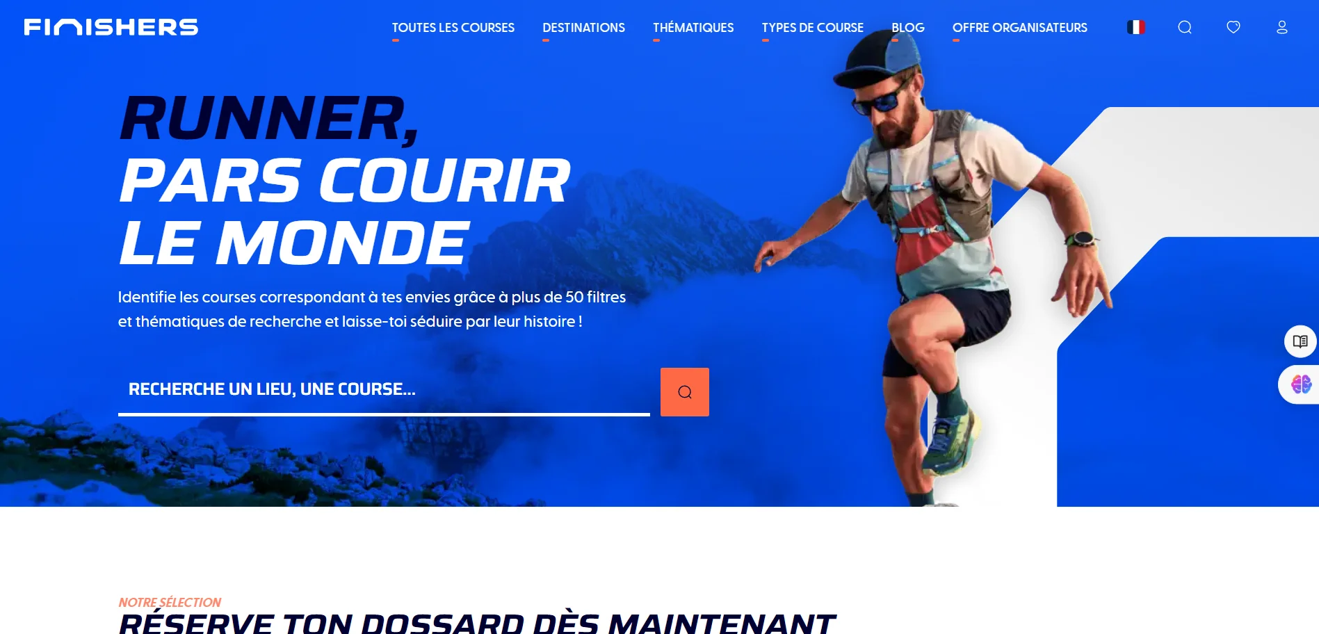 Page d'accueil du site internet de la startup française Finishers.