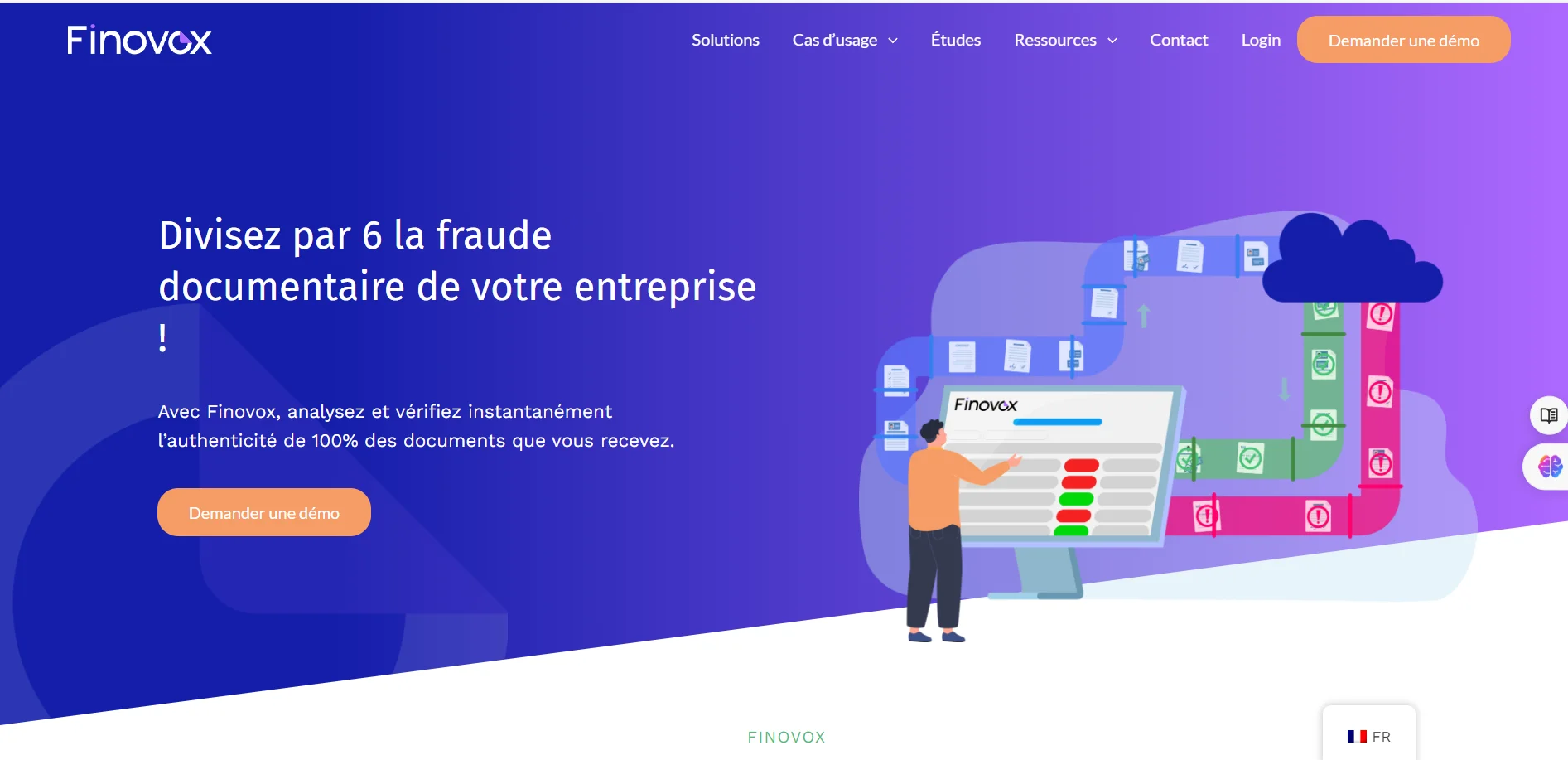 Page d'accueil du site internet de la startup française Finovox.