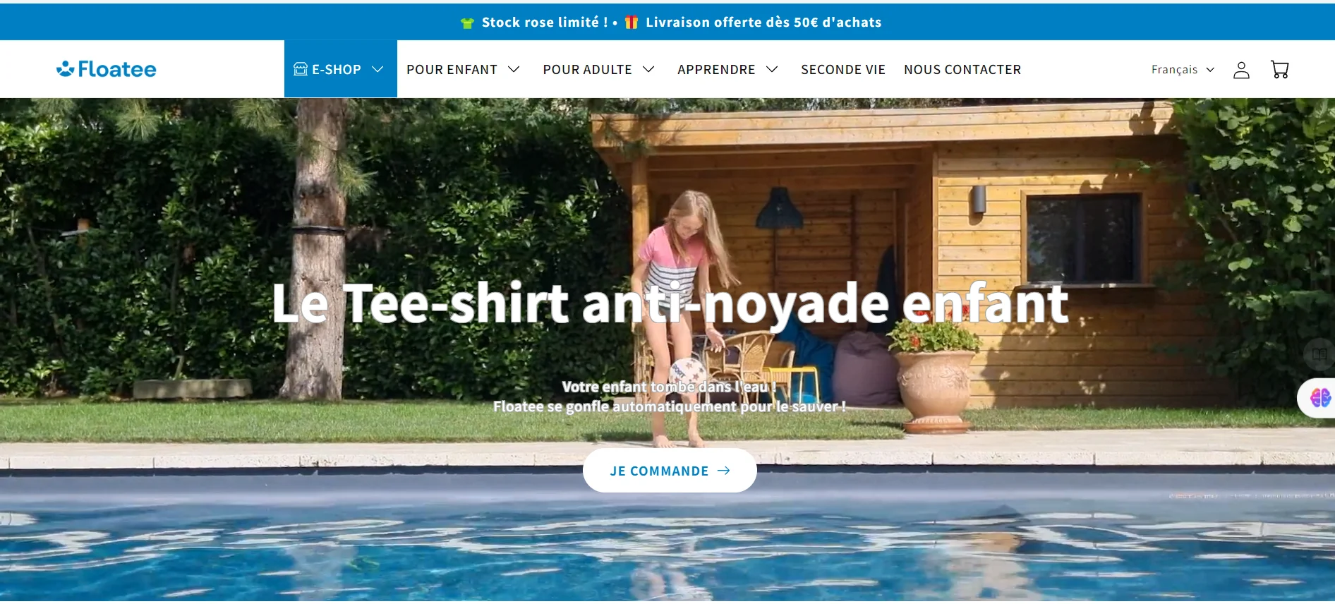 Page d'accueil du site internet de la startup française Floatee.