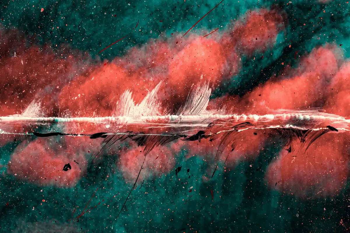 exemple d'un placement financier dans l'art avec une oeuvre d'art rouge et cyan