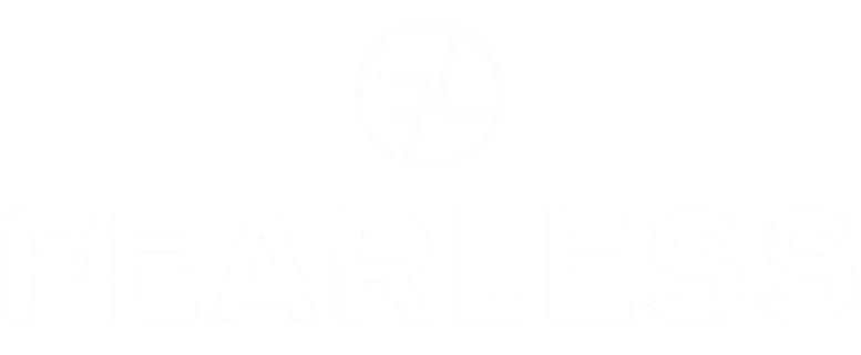 FEARLESS brand logo with stylized FL initials enclosed in a circle above the word FEARLESS in bold uppercase letters.