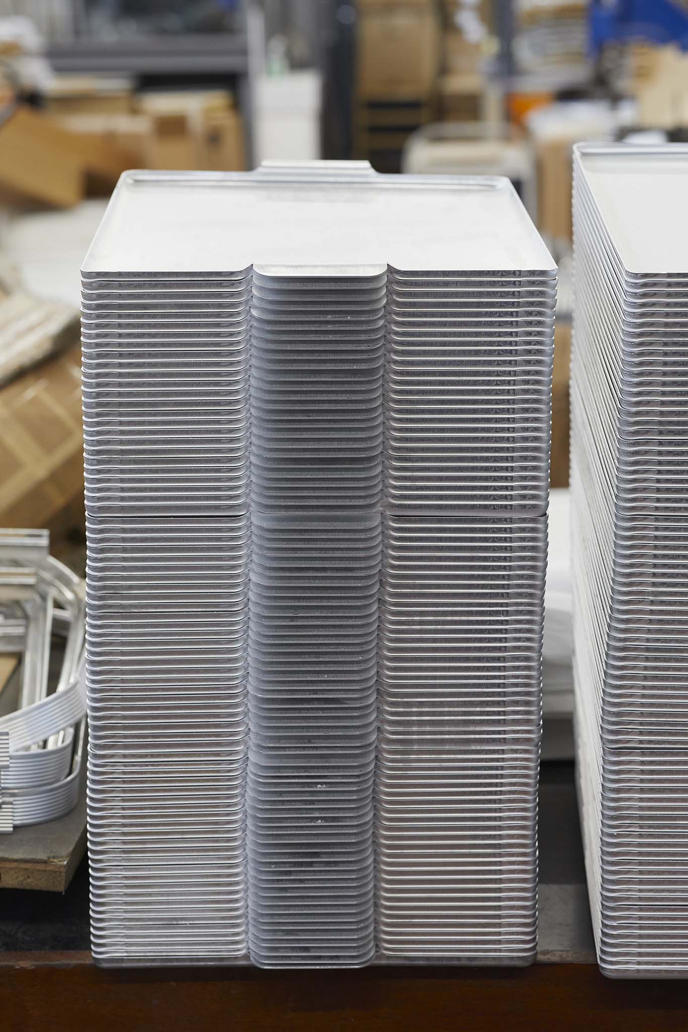 stacked trays in factory kaymet 