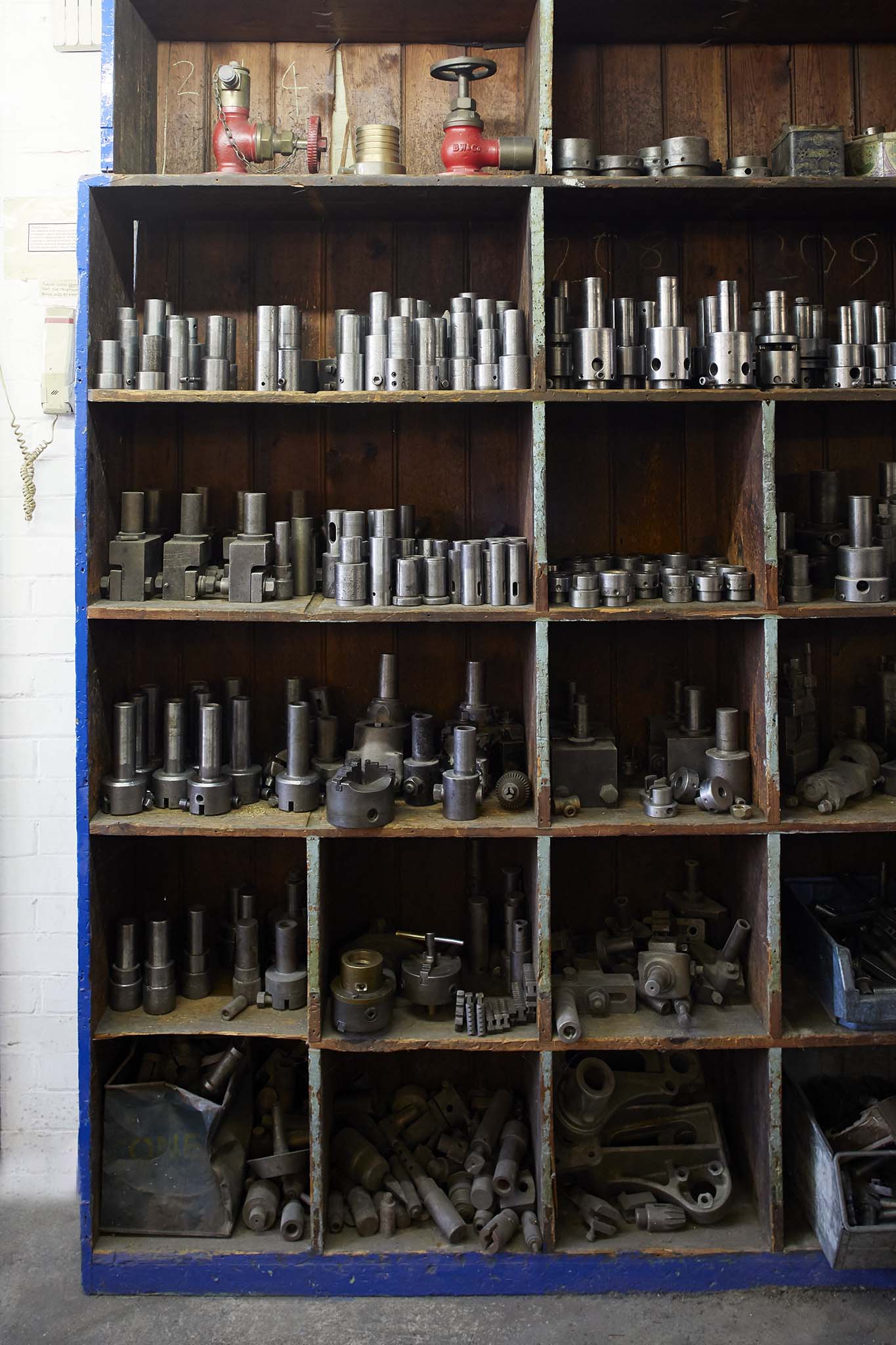 componentry on shelves in factory Barber Wilsons & Co