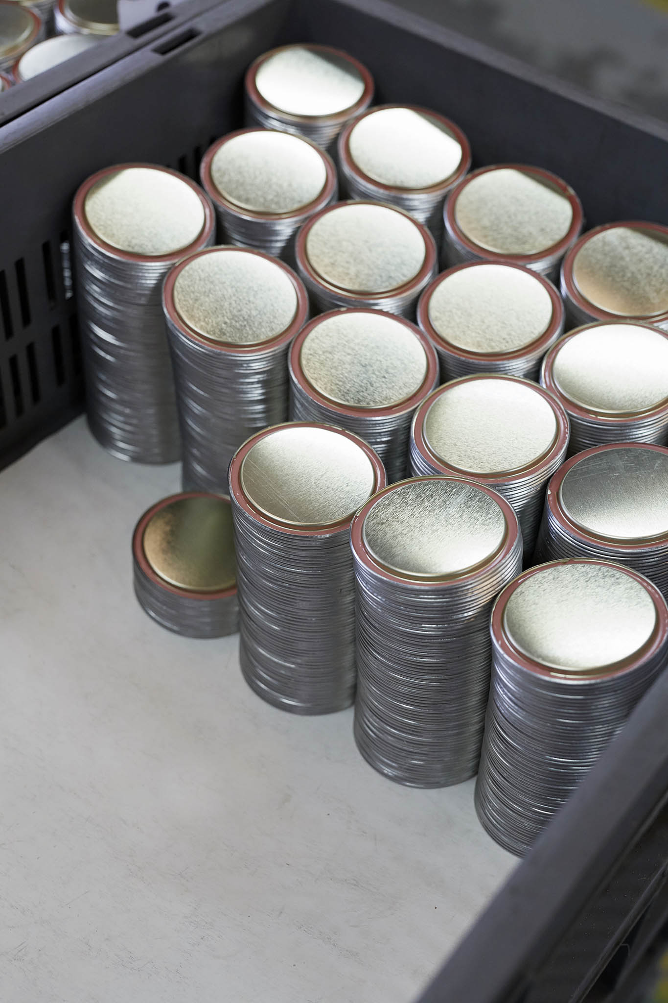 William Say & Co deep tray of partially finished cans 