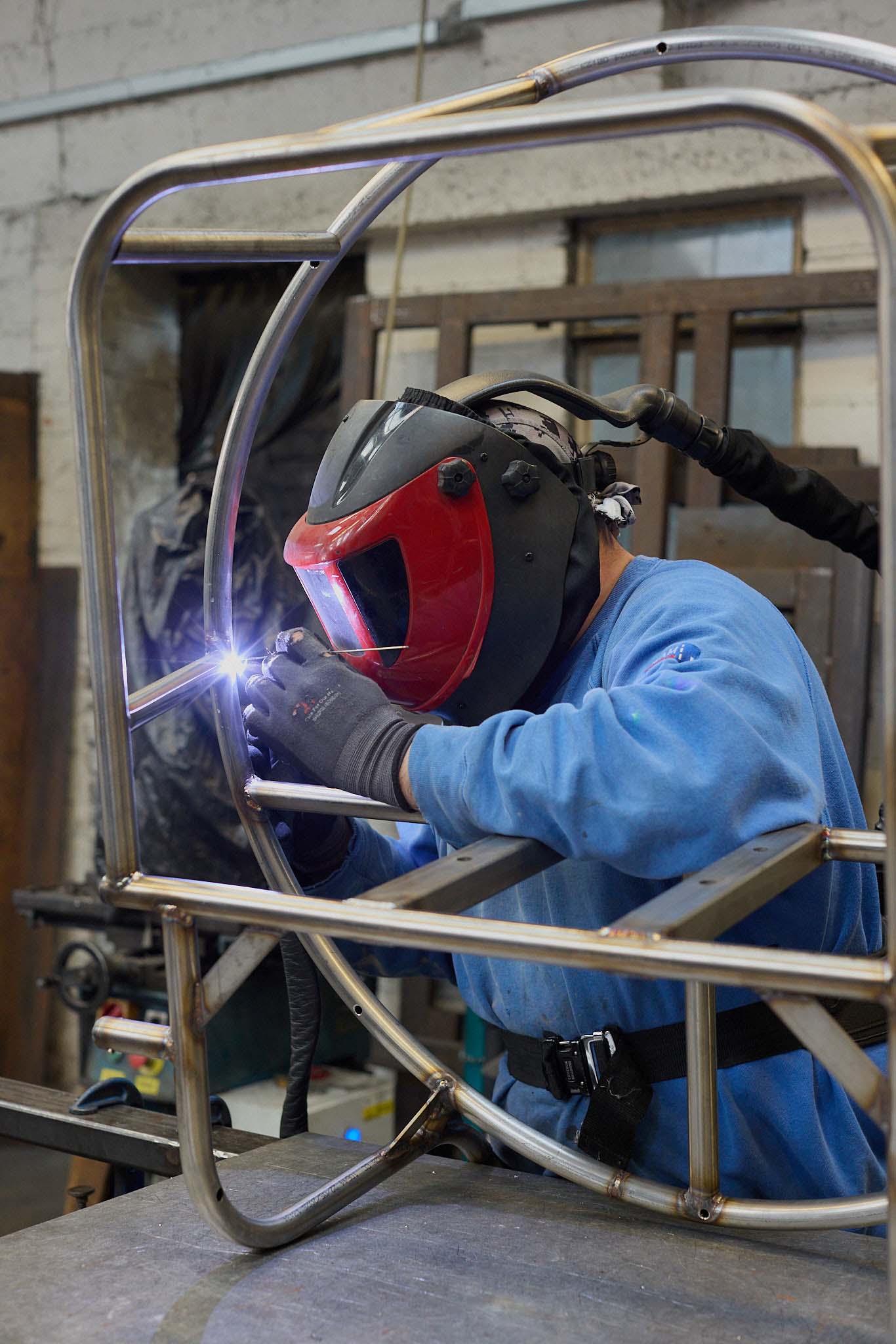 Cameron Balloons man in welding mask