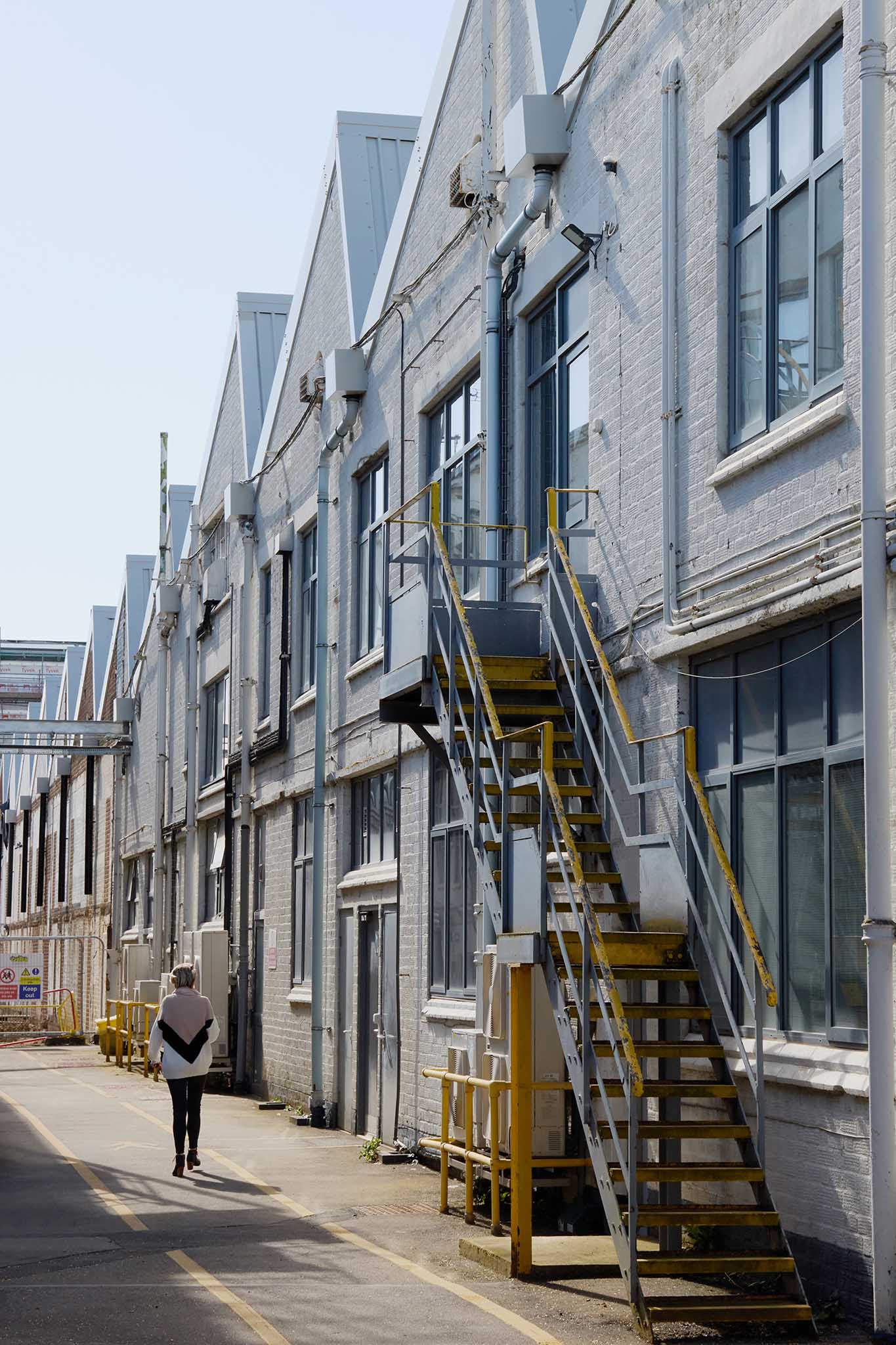 Safran Landing Systems outside factory building exterior metal stairs 