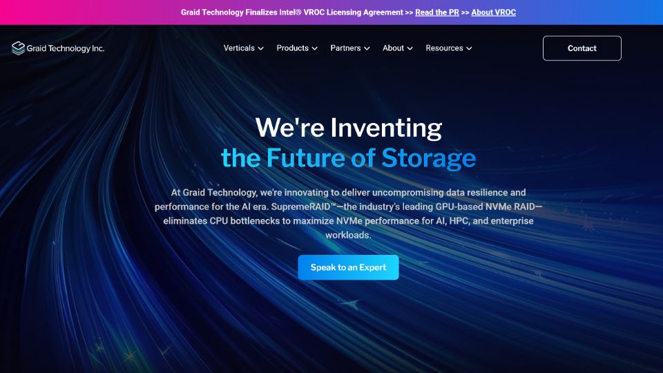 Website Screenshot of Graid Technology