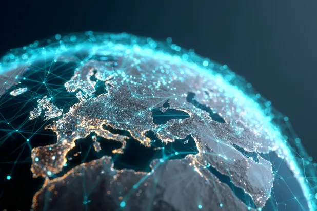 Globe with interconnected network pathways