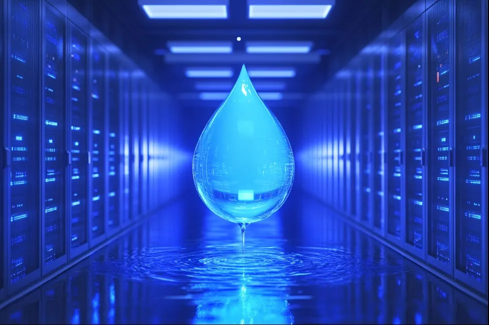 Glowing Blue Data Center