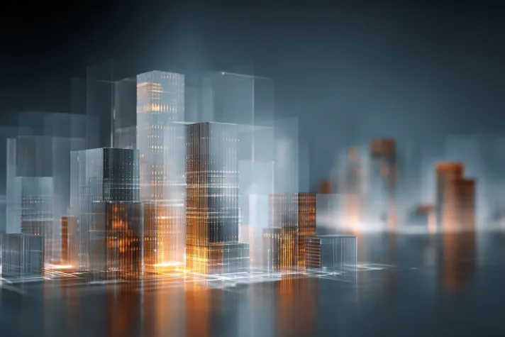 Abstract glowing cubes