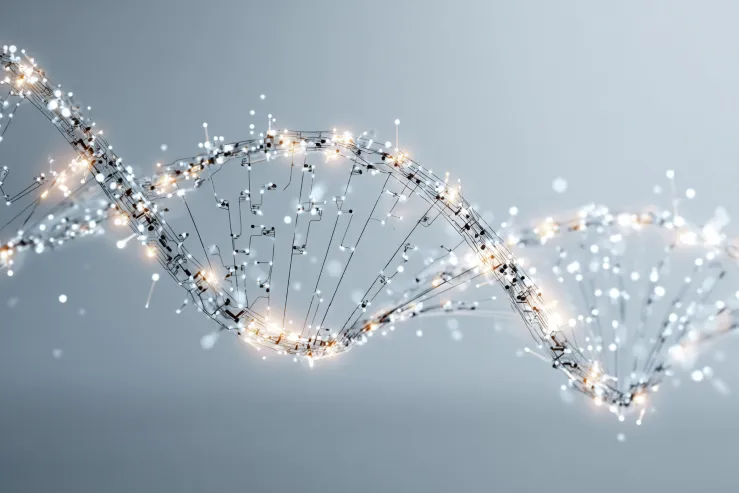 DNA made out of glowing fiber optic strands
