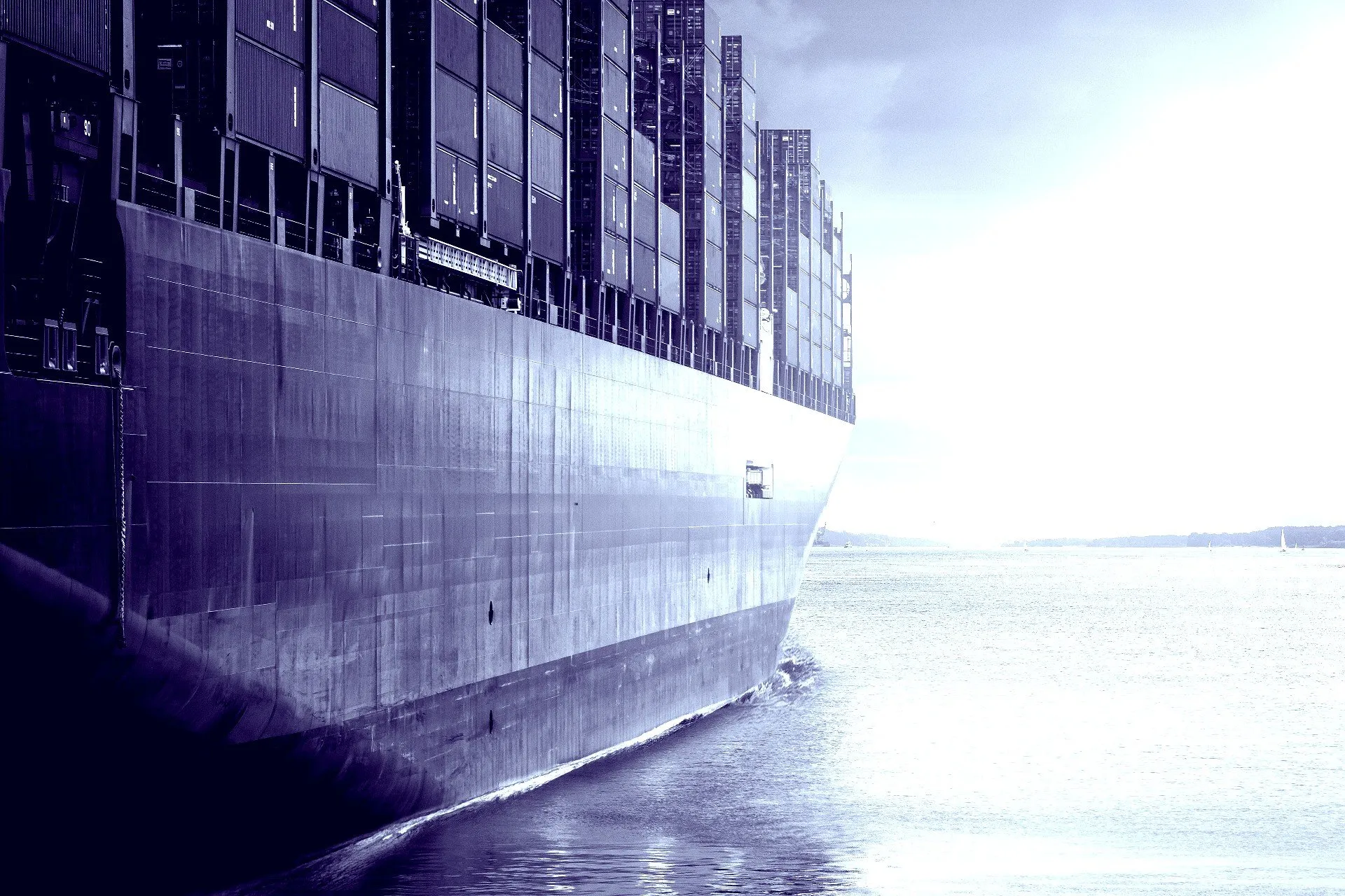 Ship with many cargo containers