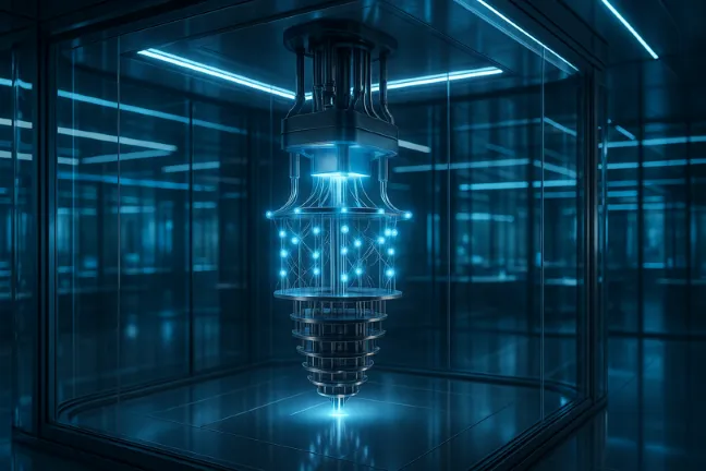 Data Center with glowing blue