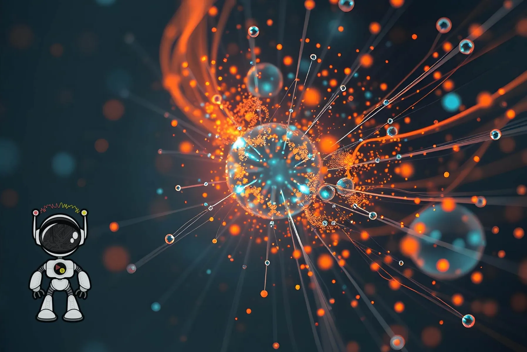 Particle explosion next to a astronaut