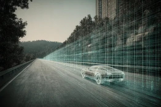 Blueprint vibe with car driving