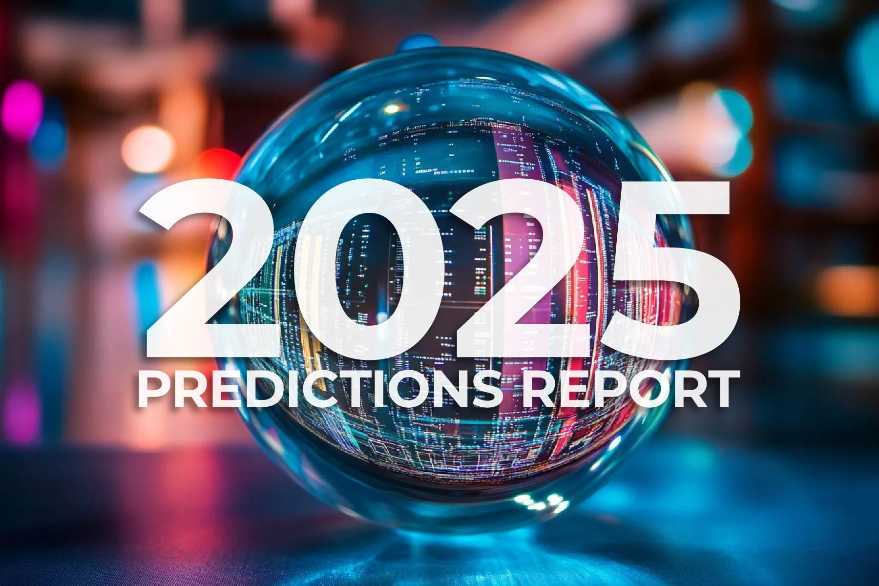 Glass sphere with tech symbols inside