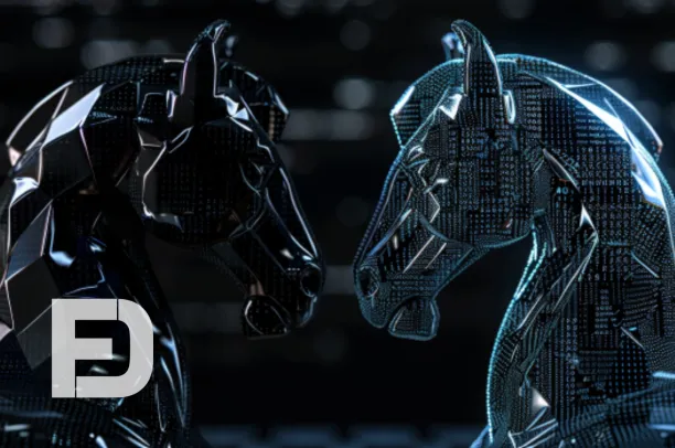 Two horses that look like knights in chess staring face to face