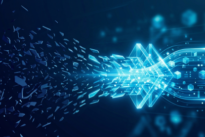 Light blue particle matter on a dark blue background