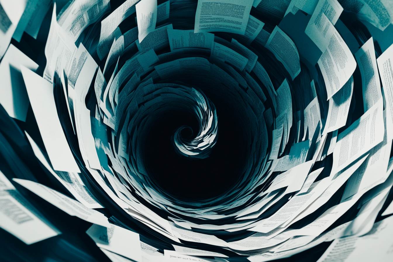 A swirl of documents resembling a tornado.