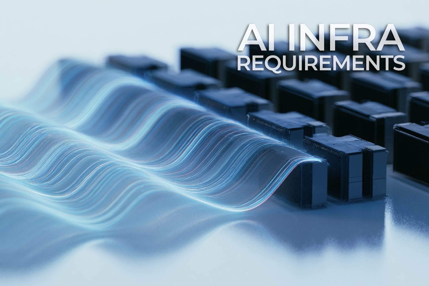 Data depicted as flowing lines, flowing over microprocessors.