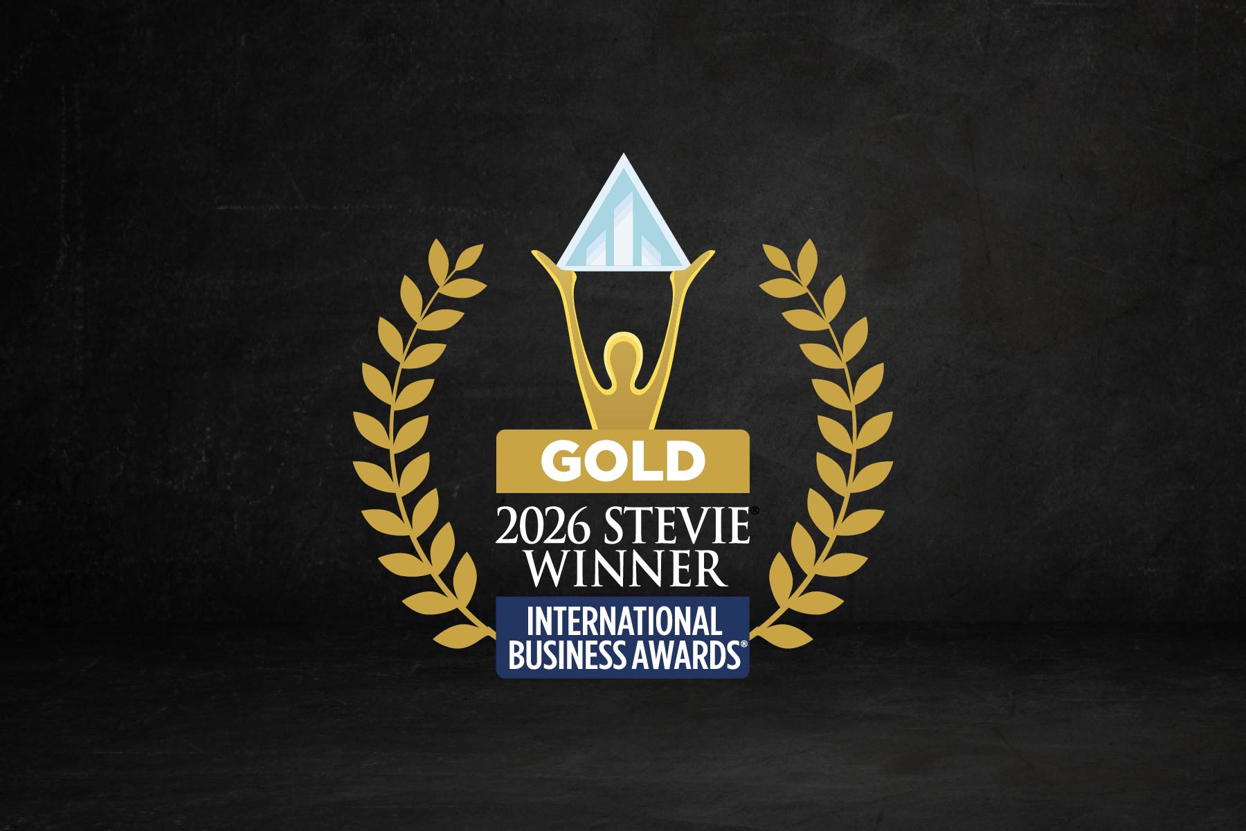 Stevie Award logo on a charcoal background.