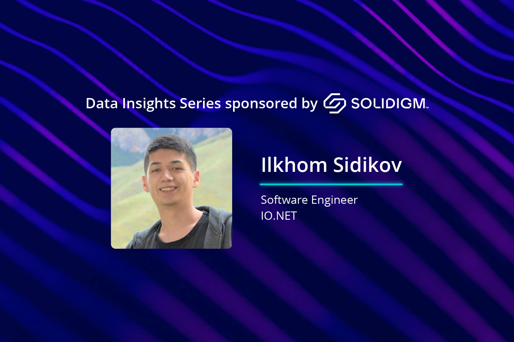 Ilkhom Sidikov on purple graphic background