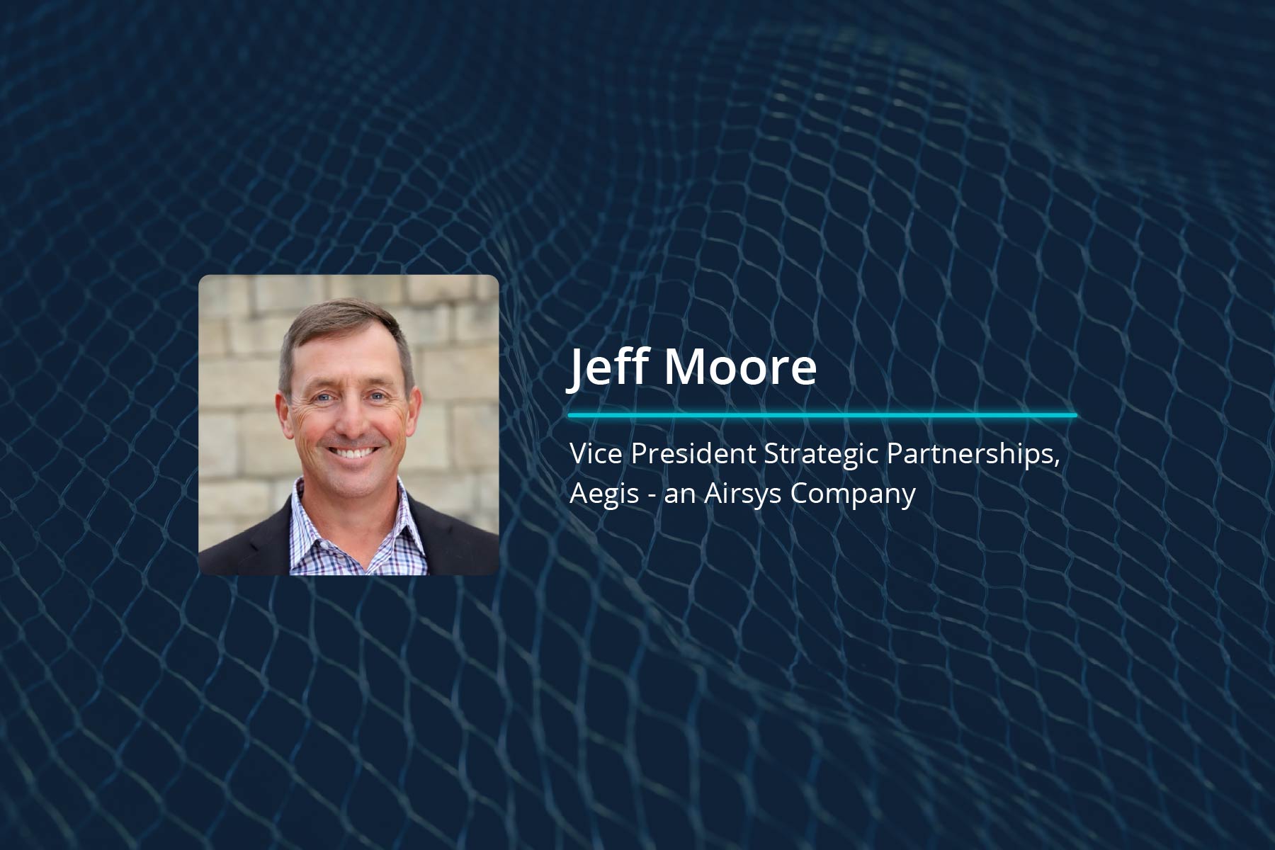 Headshot of Jeff Moore on a graphical background