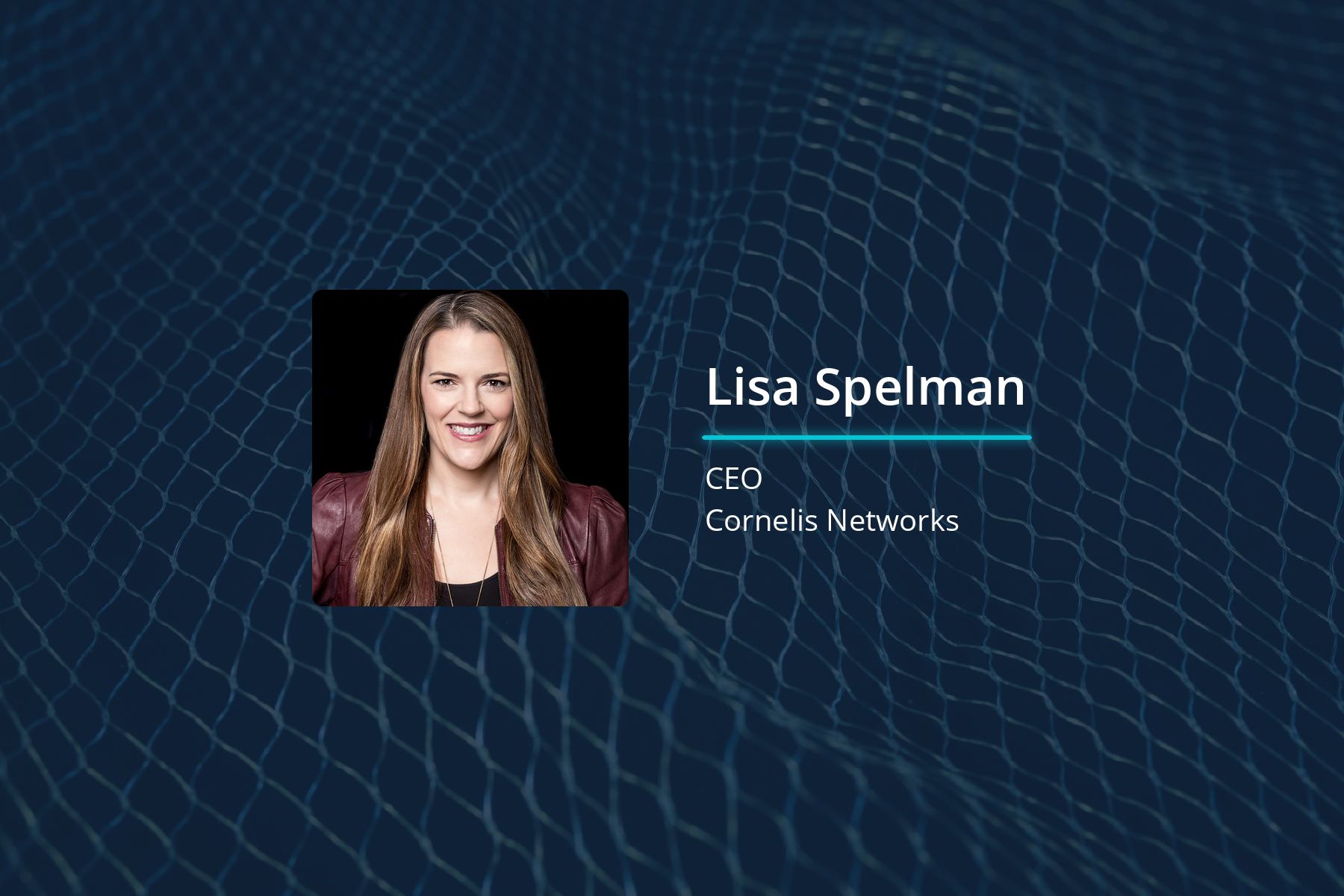Headshot of Lisa Spelman on graphical background