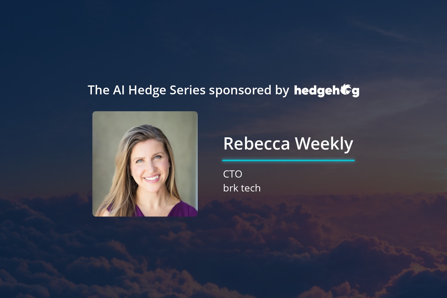 Headshot of Rebecca Weekly on a graphical background
