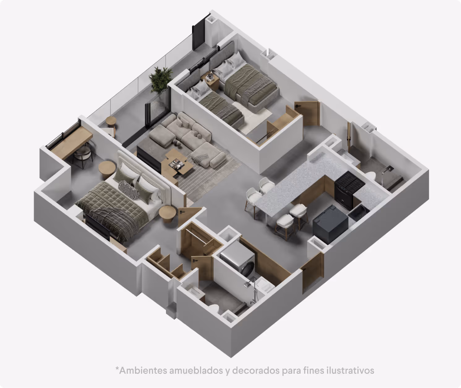 Modelo 2 habitaciones