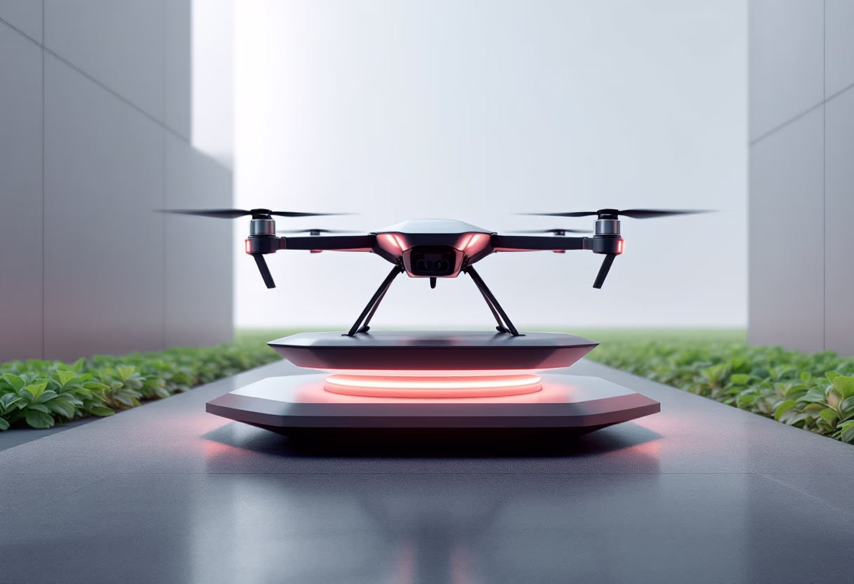 image of an innovative agricultural drone docking station