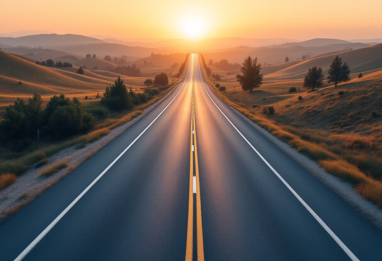 [background image] image of highway at dawn