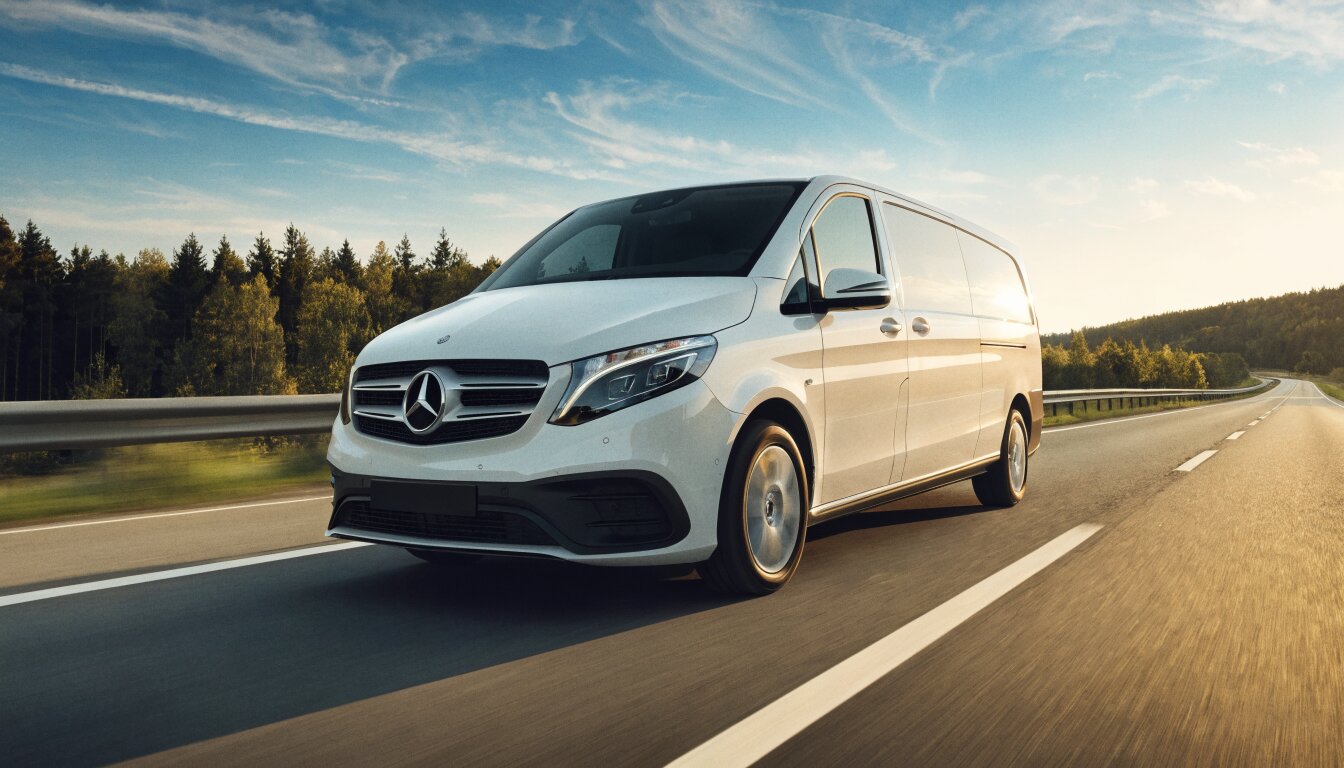 Comfortable private transfer vehicle driving on a highway between Estonian cities