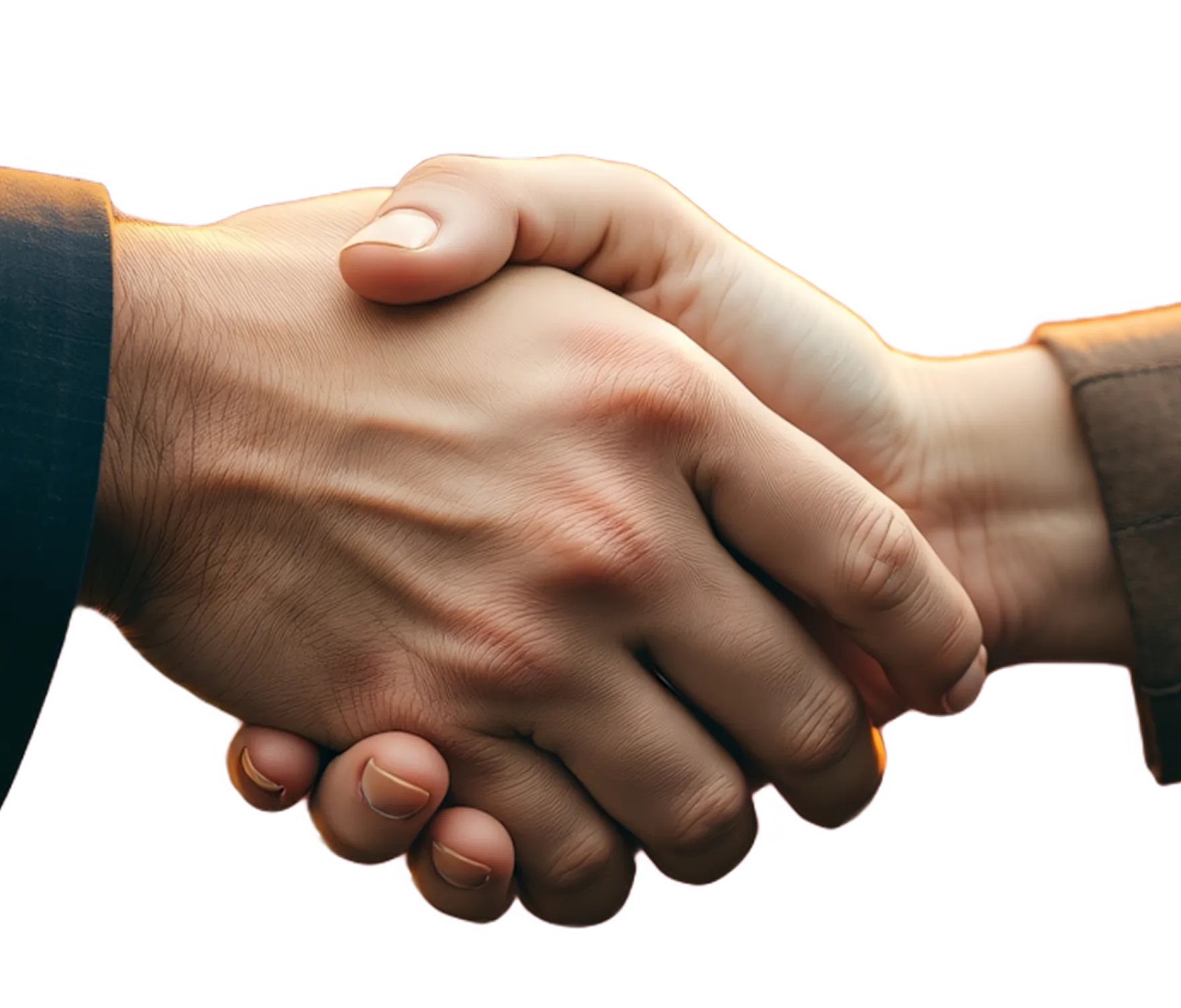 Close-up of two people shaking hands, symbolizing agreement or partnership.