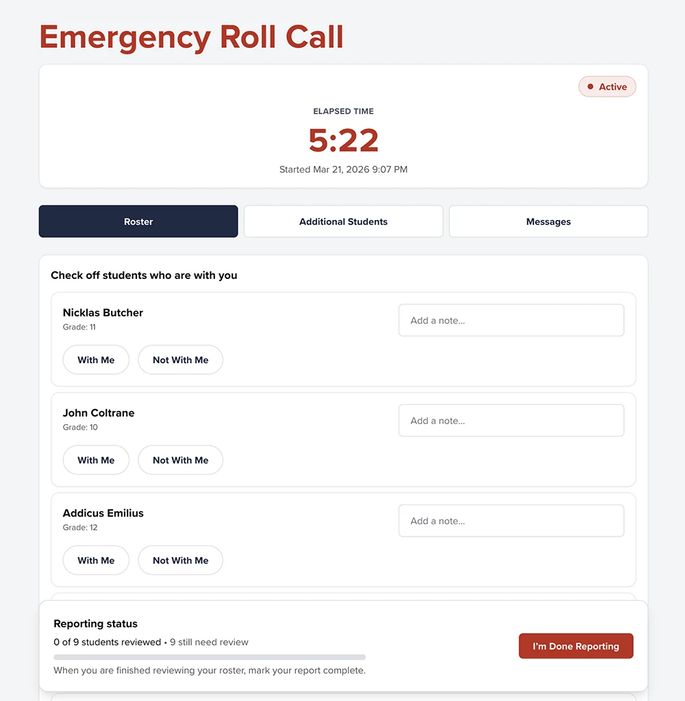 DrillRoster teacher view