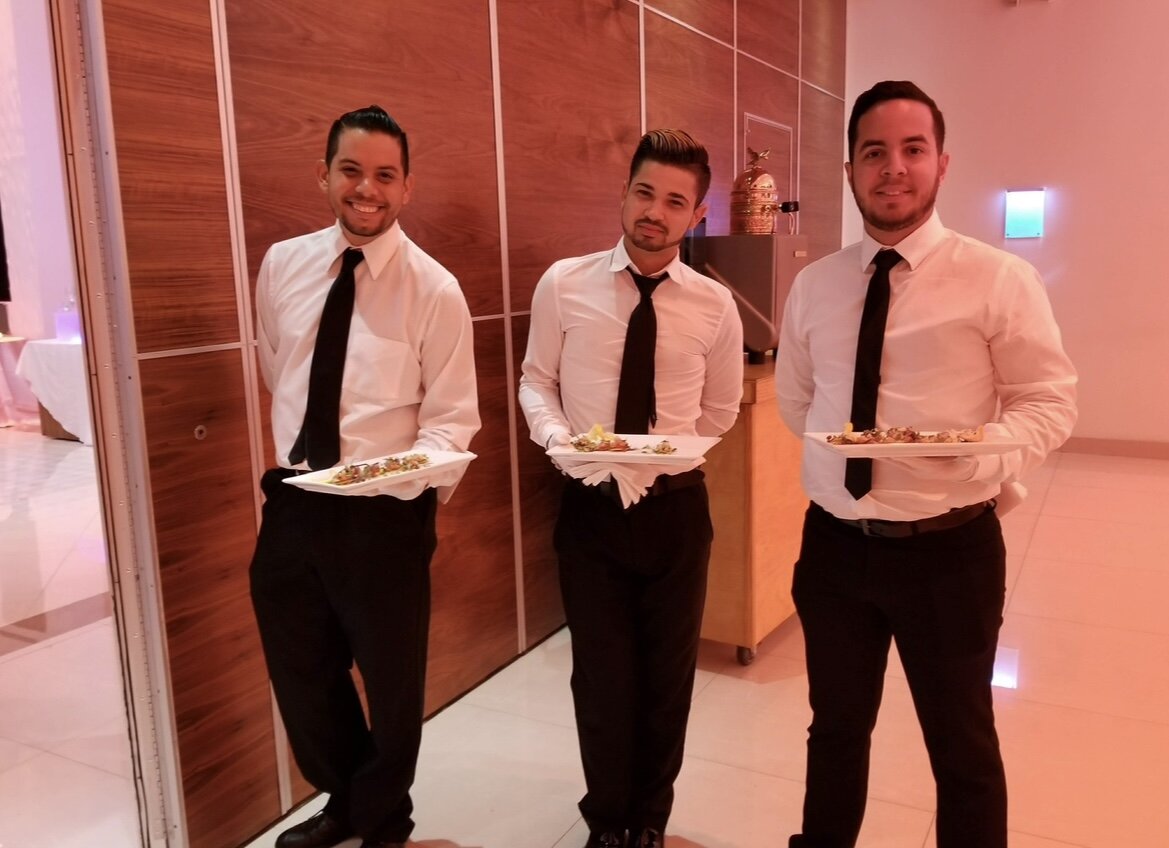 image of volunteers offering food at a harmoniously arranged ethereal canteen setting