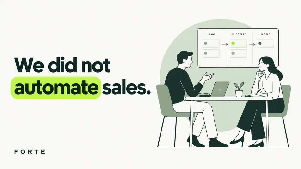 We did not automate sales. Forte editorial cover.