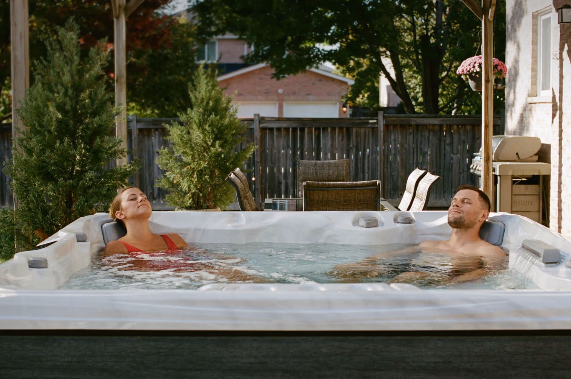 couple relaxing in a hot tub together