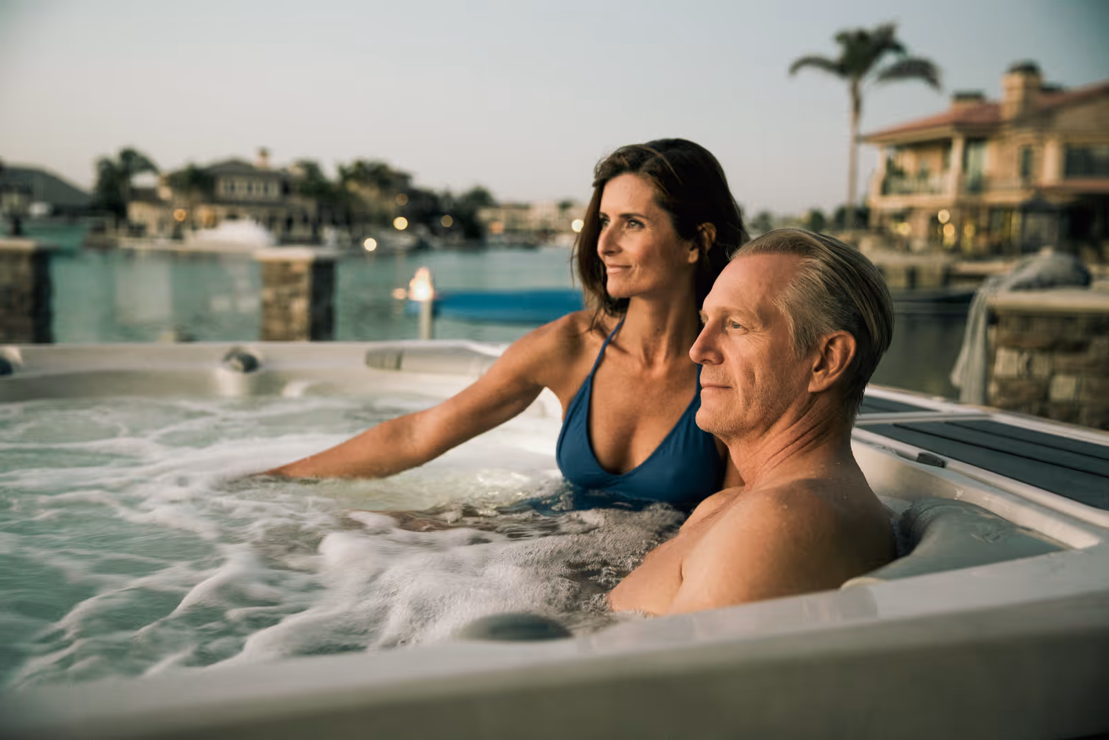 Two people in an hot tub