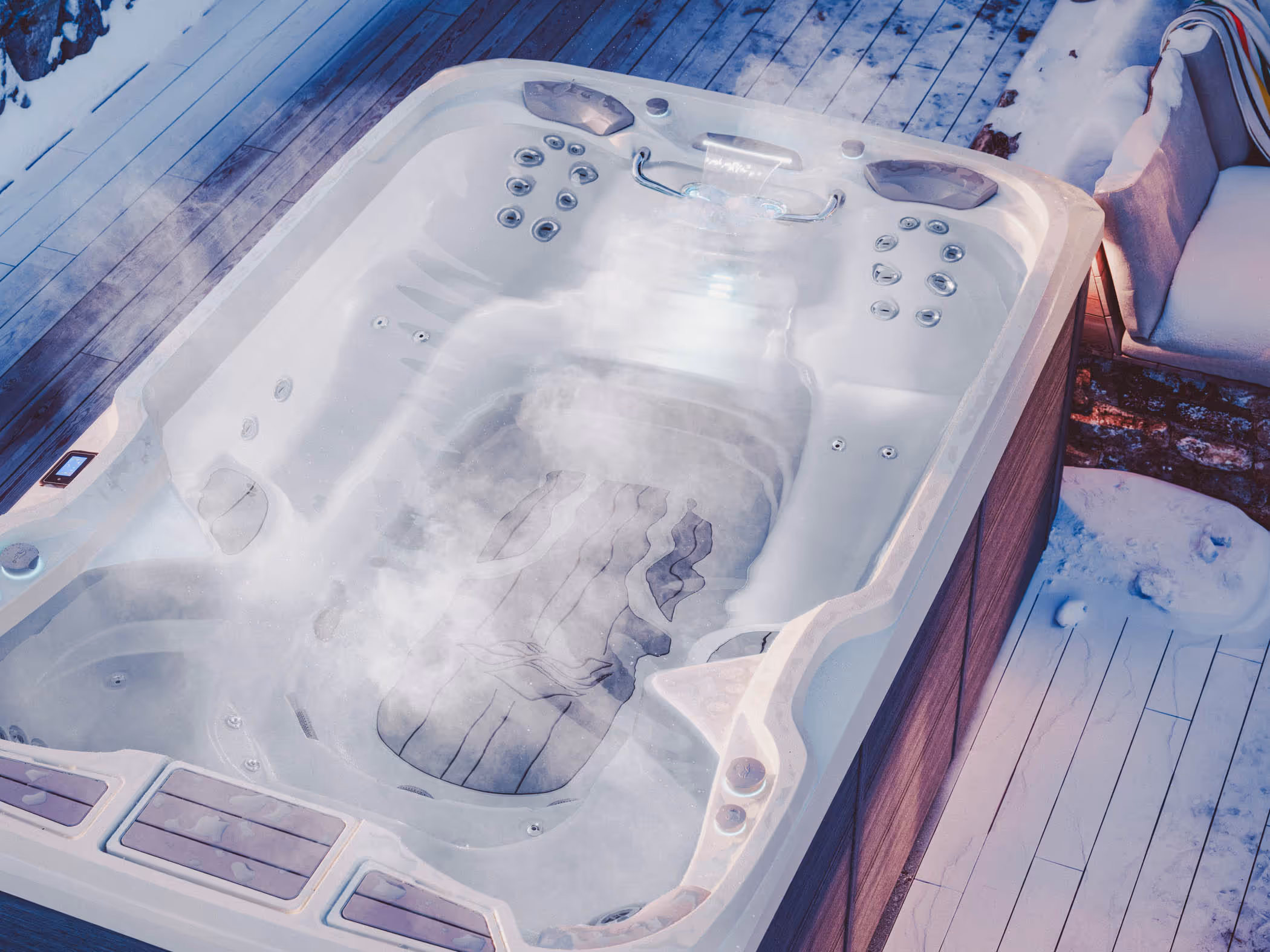 swim spa in snow