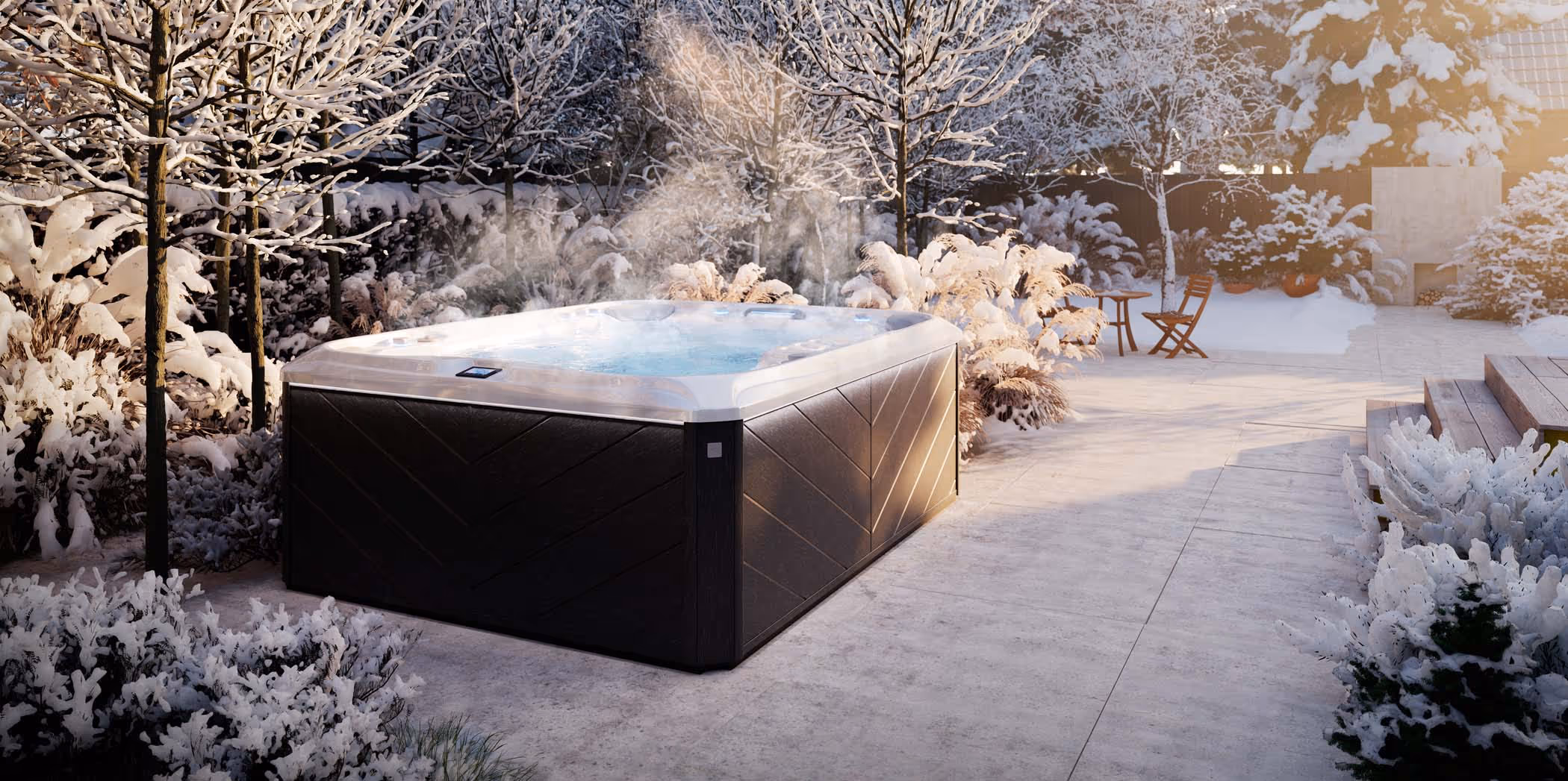 hot tub in snow