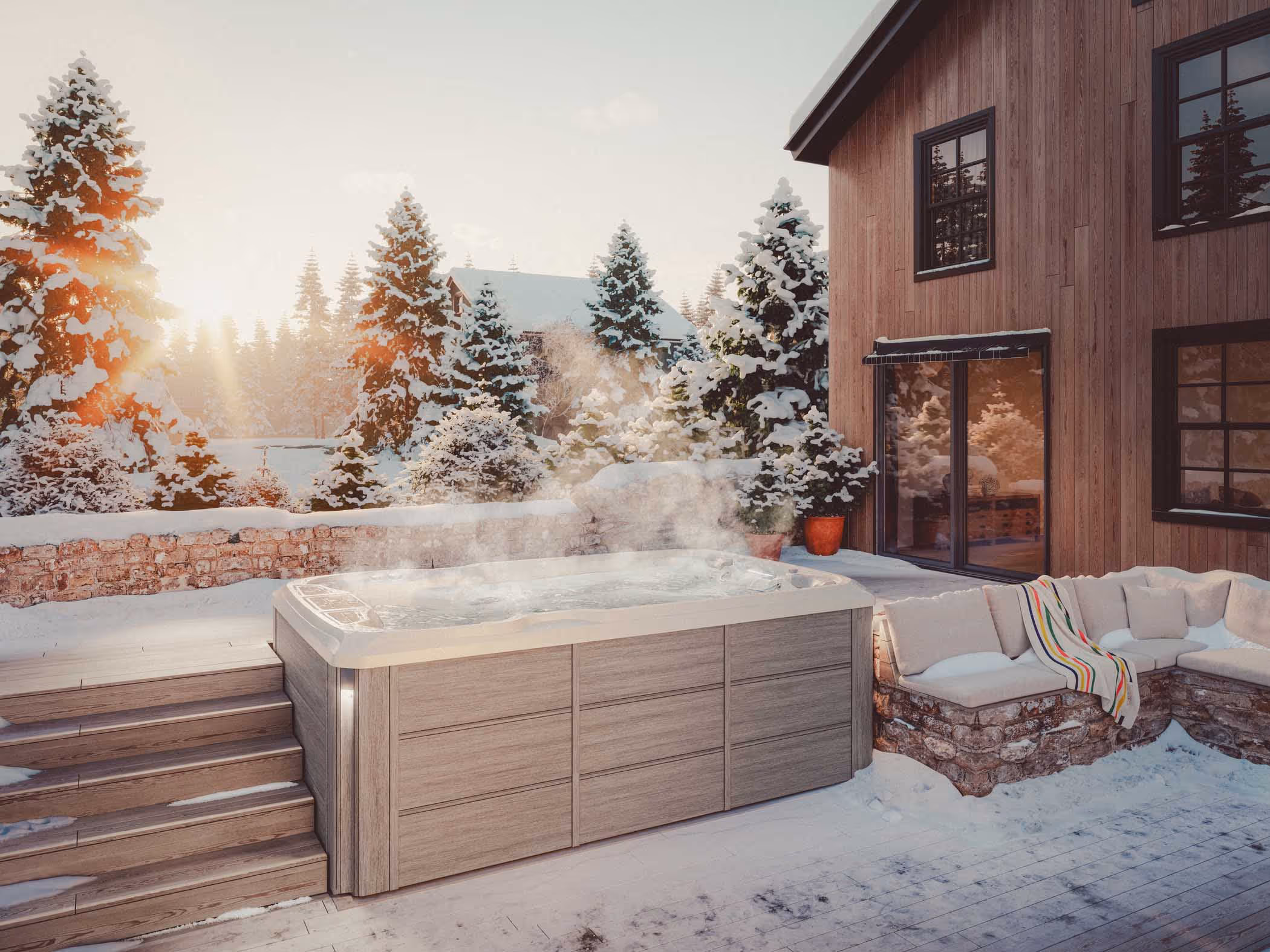 swim spa in snow