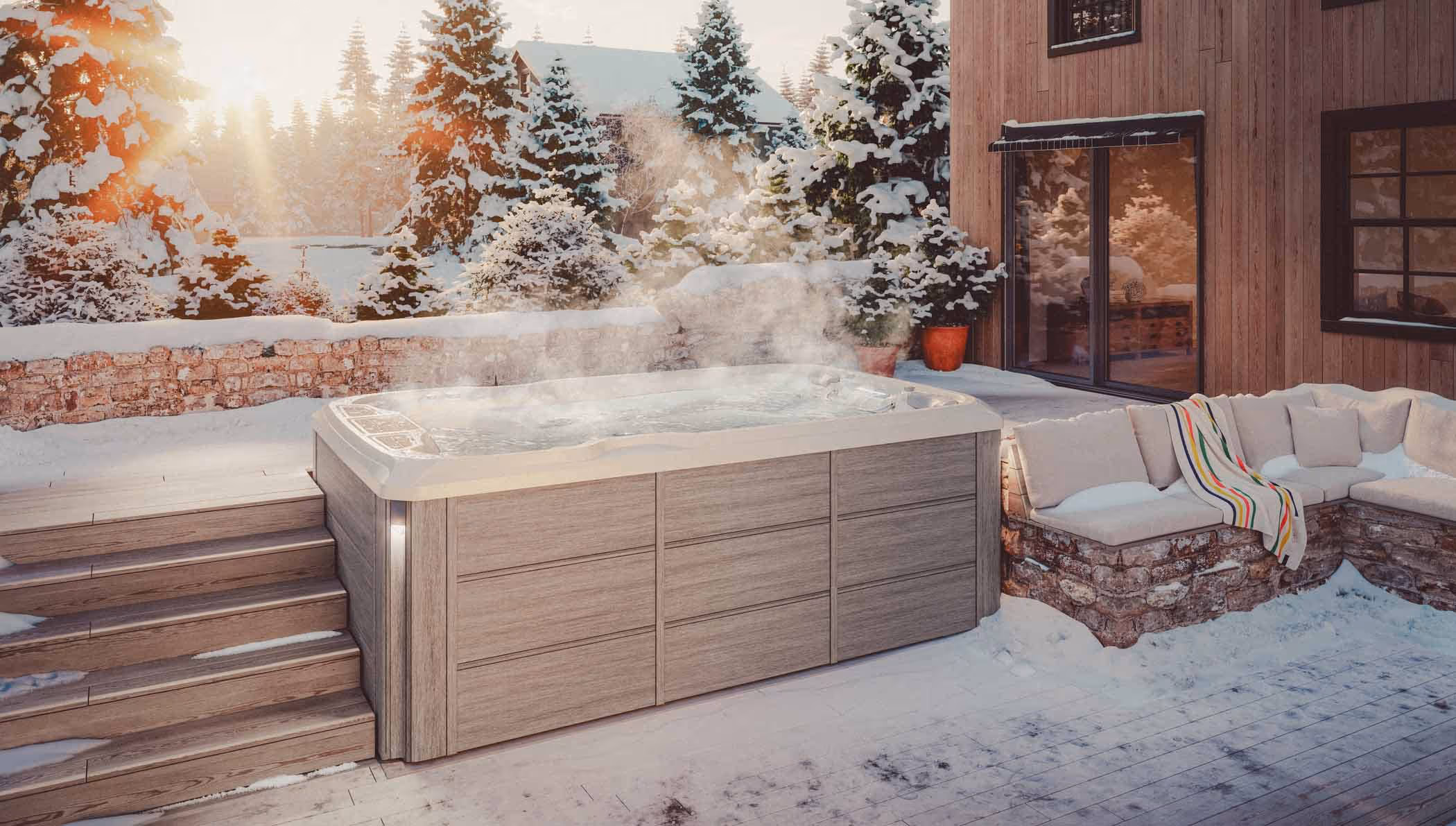 swim spa in snow