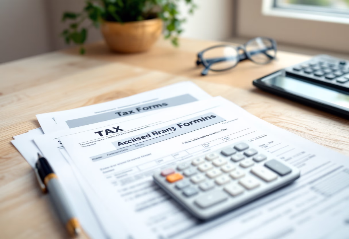 image of tax forms and calculator