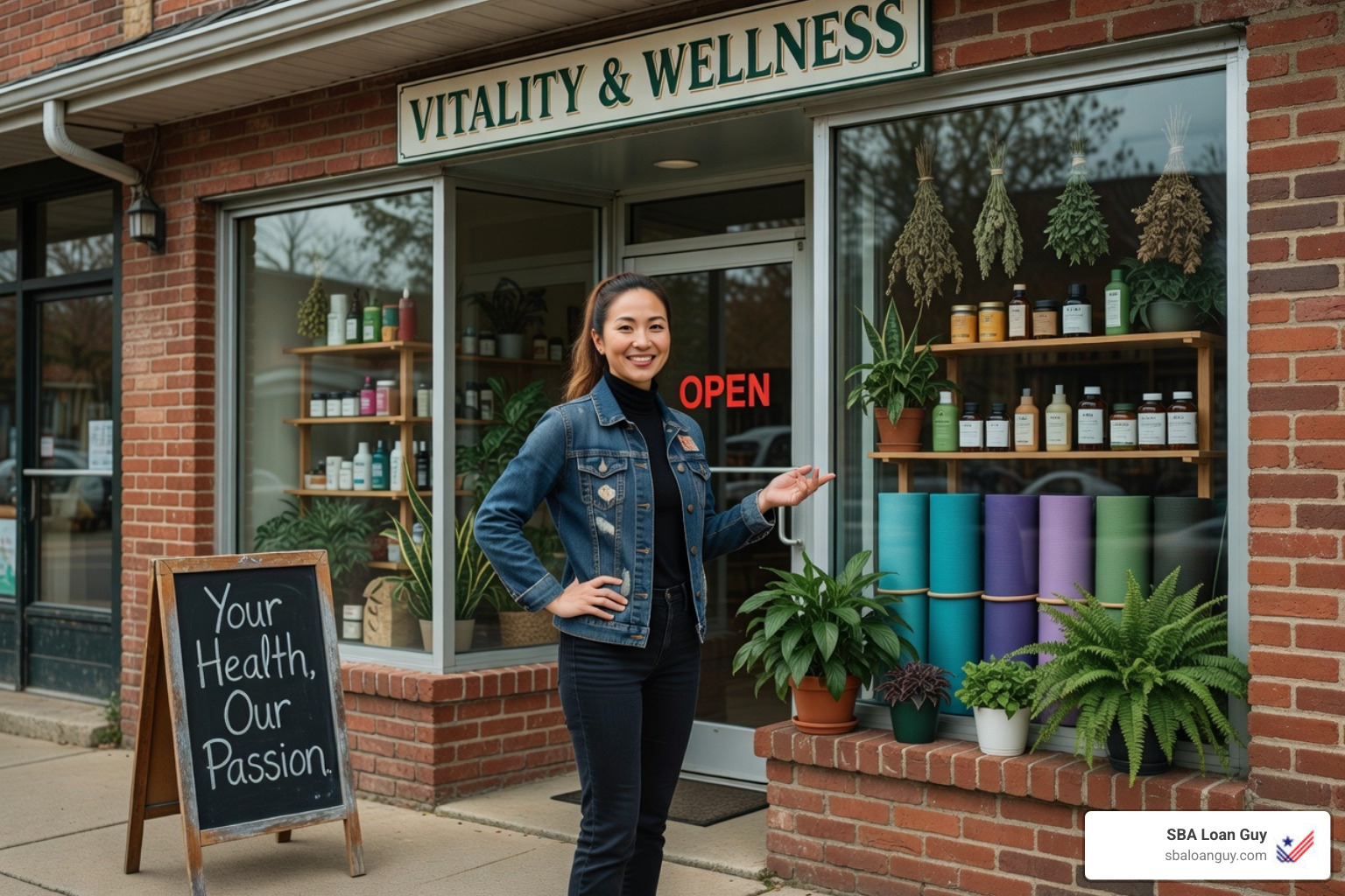 small business owner in front of their shop - SBA 7(a) Loans